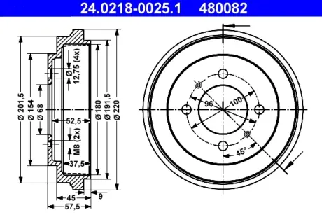 Тормозной барабан ATE 24021800251