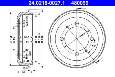 Тормозной барабан ATE 24021800271
