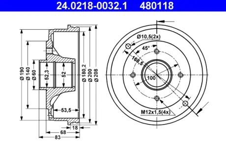 Тормозной барабан ATE 24021800321