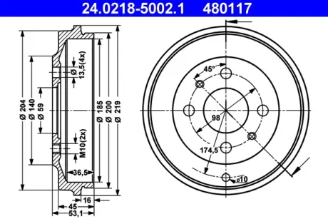 Тормозной барабан ATE 24021850021