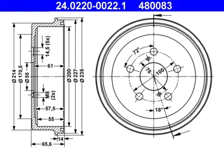 Тормозной барабан ATE 24022000221