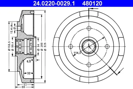 Тормозной барабан ATE 24022000291