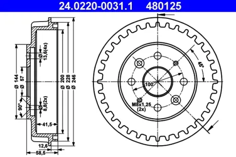 Тормозной барабан ATE 24022000311