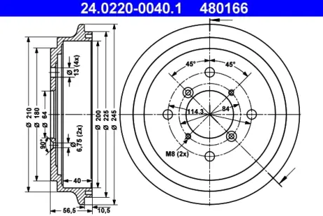 Тормозной барабан ATE 24022000401