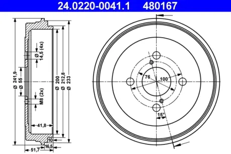 Тормозной барабан ATE 24022000411