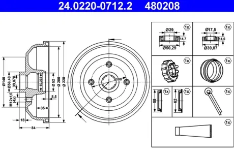 Тормозной барабан ATE 24022007122