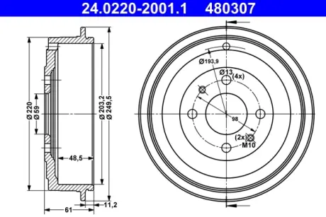 Тормозной барабан ATE 24022020011