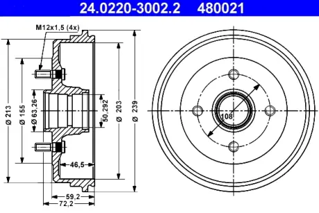 Тормозной барабан ATE 24022030022
