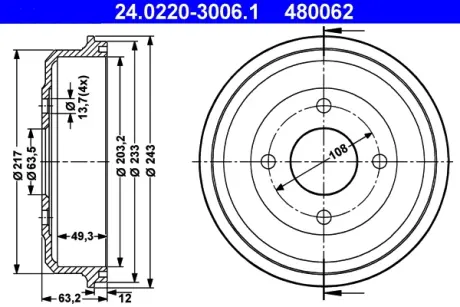 Тормозной барабан ATE 24022030061