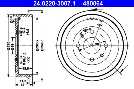 Тормозной барабан ATE 24022030071