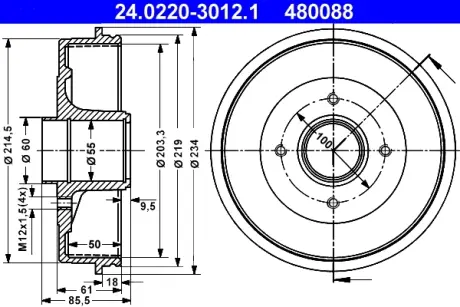 Тормозной барабан ATE 24022030121