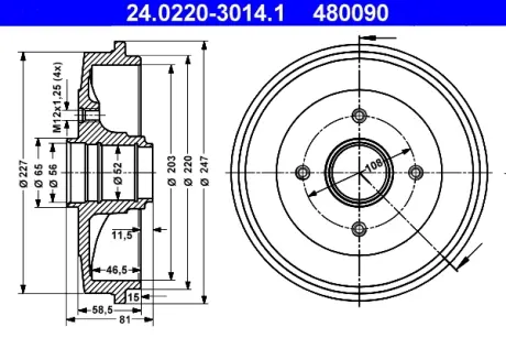 Тормозной барабан ATE 24022030141