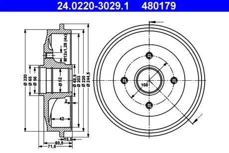 Тормозной барабан ATE 24022030291