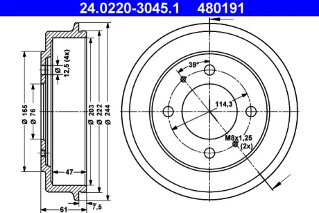 Тормозной барабан ATE 24022030451