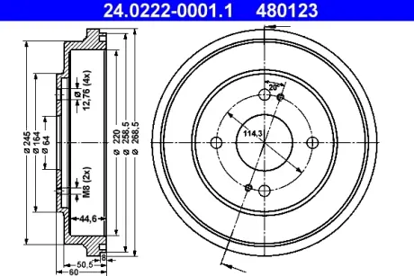 Тормозной барабан ATE 24022200011