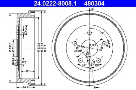 Тормозной барабан ATE 24022280081