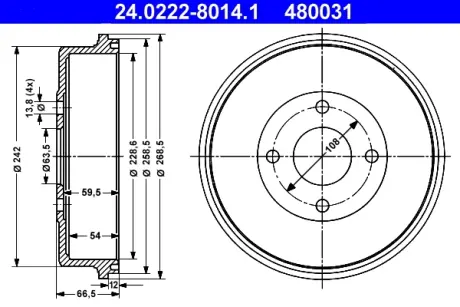 Тормозной барабан ATE 24022280141