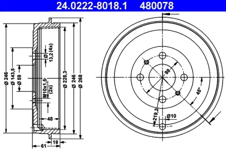 Тормозной барабан ATE 24022280181
