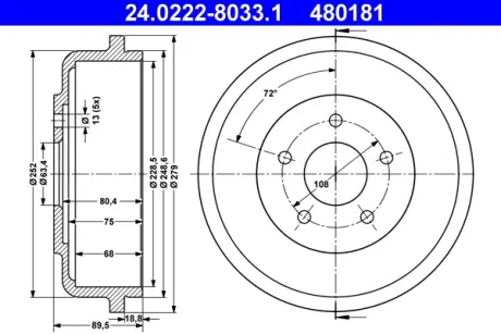 Тормозной барабан ATE 24022280331