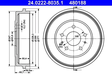 Тормозной барабан ATE 24022280351