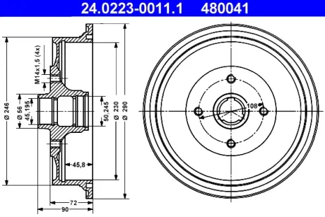 Тормозной барабан ATE 24022300111