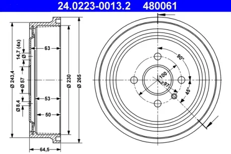 Тормозной барабан ATE 24022300132
