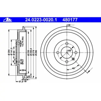 Brake disc. Диск тормозной ATE 24022300201
