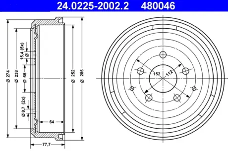 Тормозной барабан ATE 24022520022