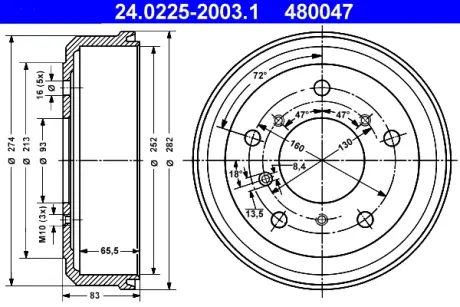 Тормозной барабан ATE 24022520031