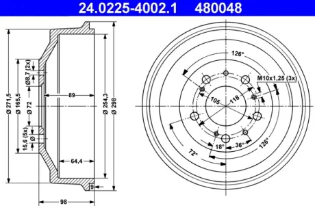 Тормозной барабан ATE 24022540021