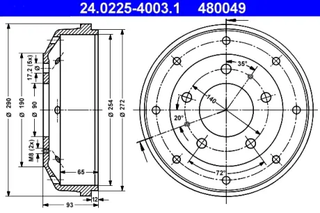 Тормозной барабан ATE 24022540031