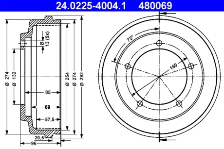 Тормозной барабан ATE 24022540041