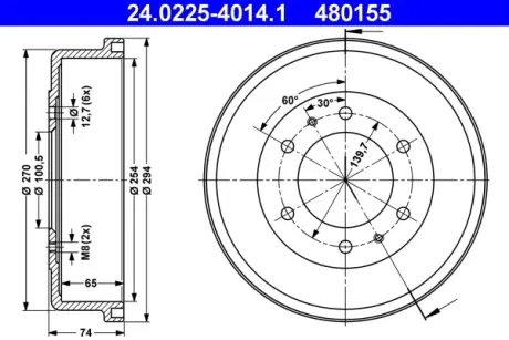 Тормозной барабан ATE 24022540141