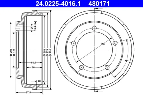 Тормозной барабан ATE 24022540161