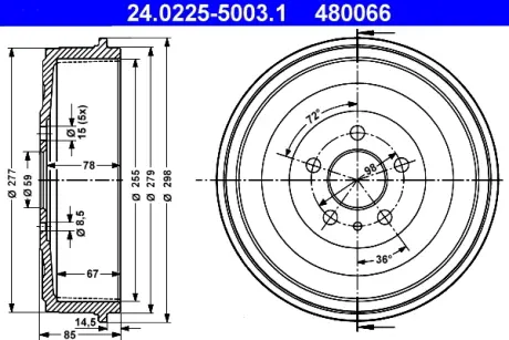 Тормозной барабан ATE 24022550031