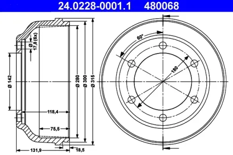 Тормозной барабан ATE 24022800011
