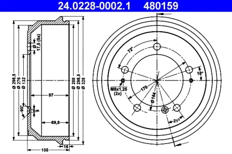 Тормозной барабан ATE 24022800021