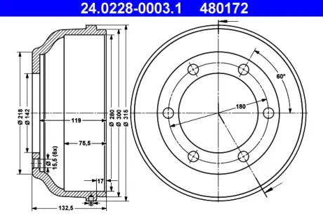 Тормозной барабан ATE 24022800031