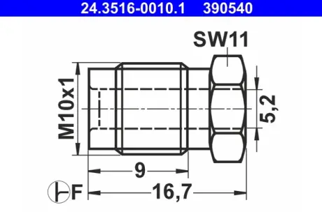 З\'єднувач трубки гальмівний (M10x1/11x16.7/d=5.0) ATE 24.3516-0010.1