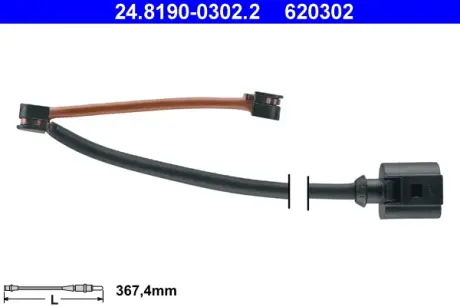 Датчик зносу гальмівних колодок передн AUDI A3, TT CUPRA CA, FORMENTOR, LEON, LEON SPORTSTOURER SEAT LEON, LEON SC, LEON SPORTSTOURER, LEON ST 1.4H-2.5 07.09- ATE 24819003022
