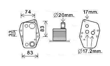 Радіатор масляний BMW 3 E46, E90 (98-), 5 E39, E60 (96-), X3 E83 (04-) 2.0D AVA AVA QUALITY COOLING BW3555