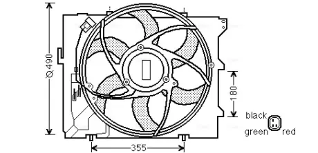 AVA BMW Вентилятор радіатора 1 (E81), 1 (E87), 3 (E90), 3 Купе (E92) AVA QUALITY COOLING BW7523