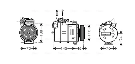 Компресор кондиціонера BMW 3 E90 (04-), 5 E60 (03-), 7 E65 (01-) AVA AVA QUALITY COOLING BWAK318