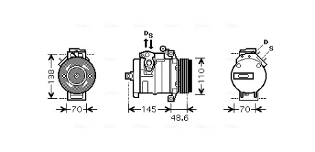 Компресор кондиціонера BMW X5 E53 (00-)/LR Range Rover (02-) 3.0 Tdi AVA AVA QUALITY COOLING BWAK334