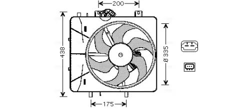 AVA CITROEN Вентилятор радіатора C2/3, Peugeot 1007/207 1.1/1.6 03- AVA QUALITY COOLING CN7527