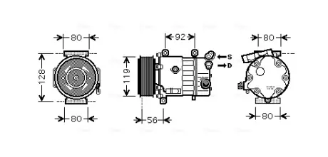 AVA CITROEN Компресор кондиціонера BERLINGO, C3 II, C4, PEUGEOT, DS AVA QUALITY COOLING CNAK255