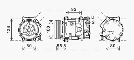 AVA Компресор кондиціонера PEUGEOT 308 SW (2008) 1.6 E-HDI AVA QUALITY COOLING CNAK282