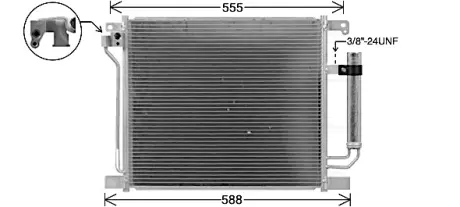 AVA NISSAN Радіатор кондиціонера (конденсатор) JUKE 1.2-1.6 10-, PULSAR 1.2, 1.5 14- AVA QUALITY COOLING DN5467D