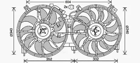 AVA NISSAN Вентилятор радіатора (2 шт) MURANO II 3.5 08-, TEANA II 2.5, 3.5 08- AVA QUALITY COOLING DN7537