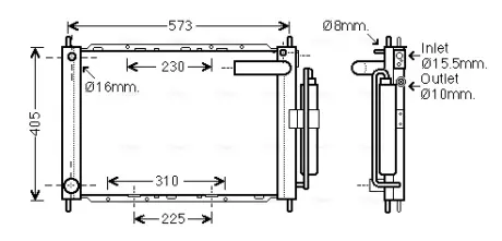 Радіатор, Система охолодження двигуна AVA QUALITY COOLING DNM370